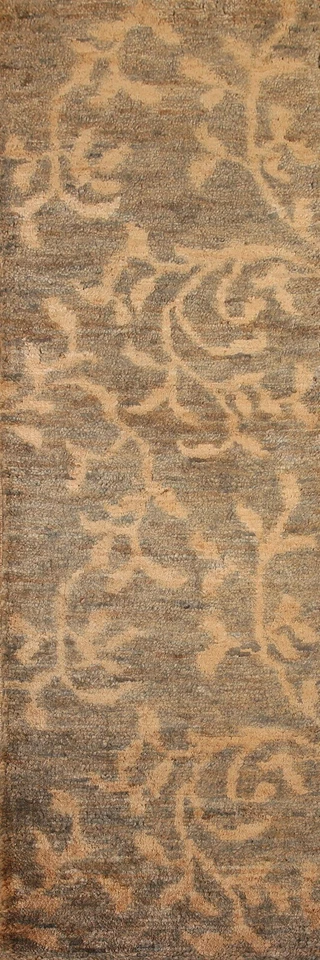 Nature Print Transitional Moroccan Runner Rug 2' 8" x 9' 8" Hand-knotted Carpet - Image 1 of 4
