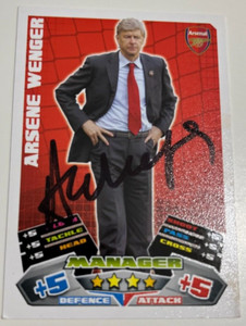 SIGNED Arsene Wenger Match Attax Football Card Arsenal RARE LEGEND