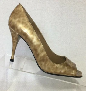 Stuart Weitzman Linda Light Tortoise Patent Leather Peep Toe Pumps Womens 7.5 M - Bild 1 von 10