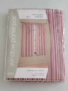 2003 Target Home Red Cotton Tab Top Striped Window Panel Pair 80” x 63” New NIP - Picture 1 of 5