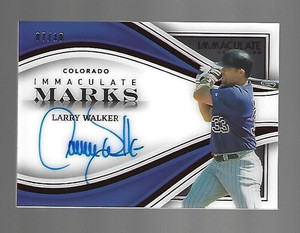 Larry Walker 2023 Immaculate Collection Immaculate Marks Autographs Auto 7/10 ⚾