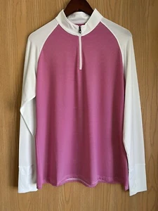 FootJoy | Women’s SZ XL | Long Sleeve 1/4 Zip Golf Shirt | Pink White | EUC - Picture 1 of 11