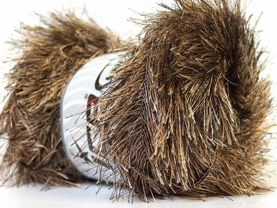 Large 100 Gram Skein Camel & Brown Long Eyelash Yarn #22703 Ice Fun Fur - Image 1 of 3