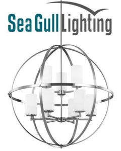Sea Gull 33" Alturas Nine Light Chandelier, Brushed Nickel, 3124609-962 - Picture 1 of 1