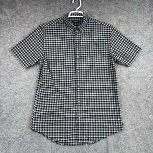 Van Heusen Button Down Shirt Mens Medium 15-15.5 Black Gray Short Sleeve - Picture 1 of 13