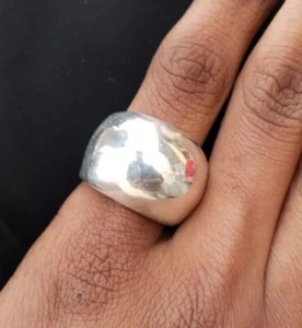 Chunky Large Domed Ring 925 Sterling Silver Ring Thick Wide Band Statement Ring - Picture 1 of 8