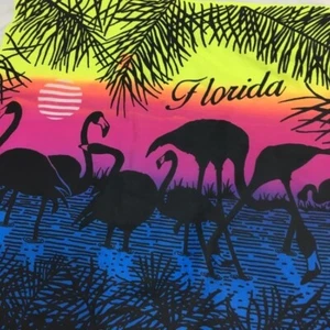 Vintage 80 90's Hanes Men NEON Pink Flamingos Tropical Island Beach FLORIDA Suns - Picture 1 of 8
