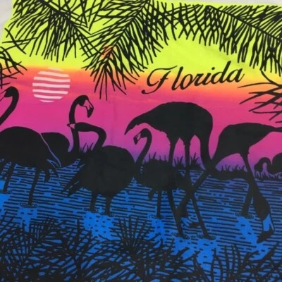 Винтажные мужские неоновые розовые фламинго Hanes 80-е пляж тропический остров ФЛОРИДА солнца - Изображение 1 из 4