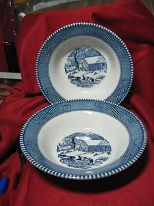 Currier & Ives Suppe/Müslischalen 2er Set XLNT Zustand KOSTENLOSER Versand MEHR im Laden - Bild 1 von 3