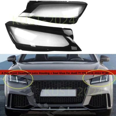 For Audi TT TTS 2016-2022 TT RS Front Headlight Lens Housing + Seal Glue A Pair - Image 1 of 4