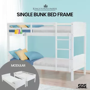 KINGSTON SLUMBER Bunk Bed White Solid Pine Wood Modular Wooden Timber for Kids - Picture 1 of 12
