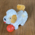 Vintage Japan Toy wind up dog with ball on rope tail spins cute unusual old DR