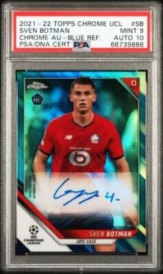 2021-22 TOPPS CHROME UEFA CL SVEN BOTMAN RC AUTO BLUE REFRACTOR /150 PSA 9 - Image 1 of 2