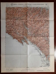 CARTA GEOGRAFICA LIGURIA TOSCANA LA SPEZIA VIAREGGIO PISA del TCI ANNI '30 - Picture 1 of 9