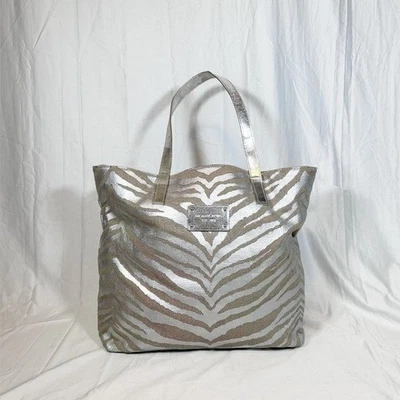 Michael Kors XL Metallic Silver Canvas Zebra Tote Bag - Image 1 of 4