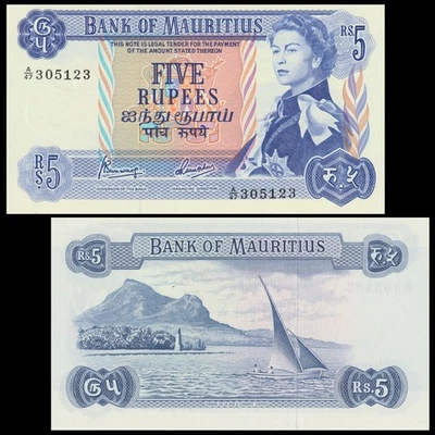 🇲🇺 Mauritius  5 Rupees  1967   P 30 c   Crisp GEM UNC - Image 1 of 4