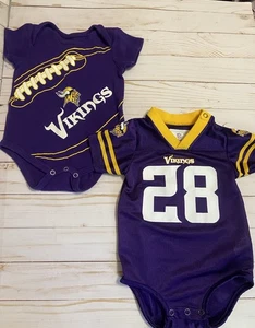 NFL Team Apparel Minnesota Vikings 6-9 Month 2 Baby Infant Bodysuits Peterson 28 - Picture 1 of 16