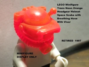 LEGO Minifigure Trans Neon Orange Helmet Space Scuba Breathing Hose and Visor - Picture 1 of 1