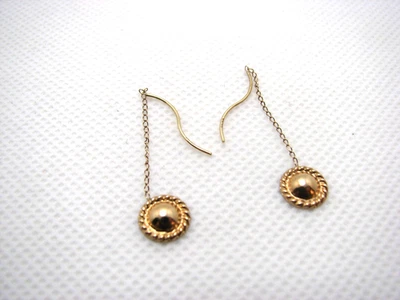 Vintage Charms Unlimited CU 14K Yellow Gold Wave Charm Threader Earrings 0.5g - Image 1 of 4