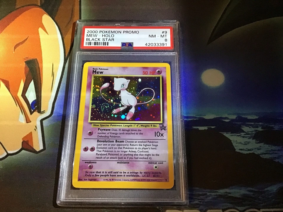 SWIRL - 2000 Pokémon Mew #9 Holo Black Star Promo - PSA Mint 8 - Image 1 of 1