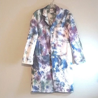 Moda Seal Shane Tie-Dye 100% Algodón Uniforme Ciencia Profesional Laboratorio Abrigo 32 Foto 1 de 4