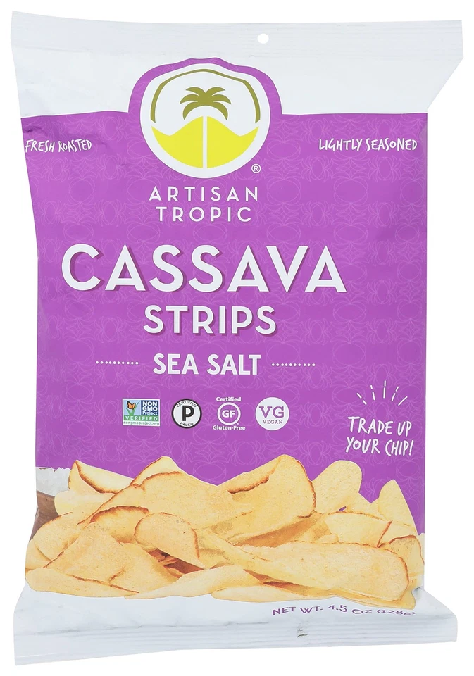 Artisan Tropic Cassava Strips Sea Salt 4.5 Oz Pack of 12 Snacks Crisps - Image 1 of 1