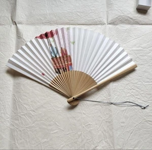 Kyoto Gion Festival Japanese Folding Fan Sensu Beautiful Design Culture White - Picture 1 of 5