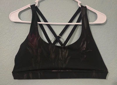 Lululemon Energy Sport Yoga Bra Black Strappy Cross Back Midnight Iris Large - Image 1 of 4