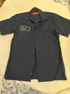 Peels NYC Red Rose Patch Work Shirt Navy Blau Kurzarm Knopfleiste Gr. S - Bild 1 von 9