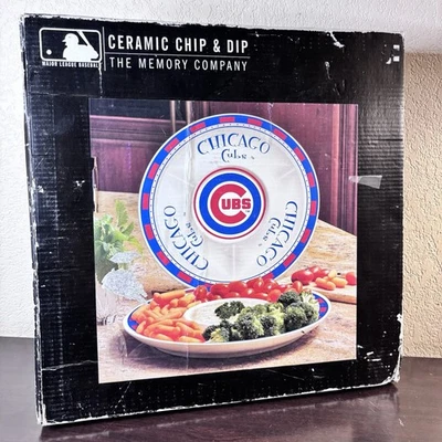 2012 Chicago Cubs Ceramic Chip & Dip Serving Plate Tray Official MLB Licensed - Image 1 of 4