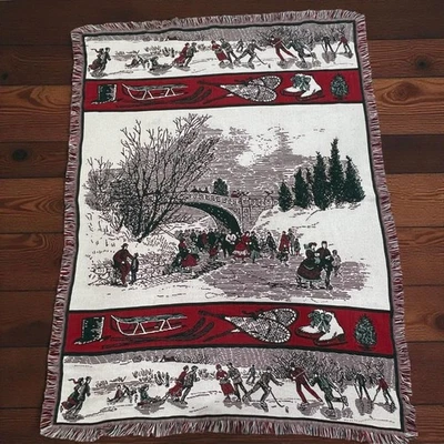 Goodwin Weavers Winter Scene Throw Blanket Vintage Christmas Holiday Cottagecore - Image 1 of 4