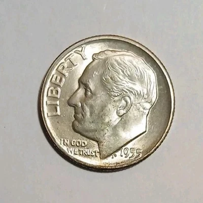 Moneda de diez centavos de plata D Roosevelt 1955 de colección Estate BU sin circular Foto 1 de 3