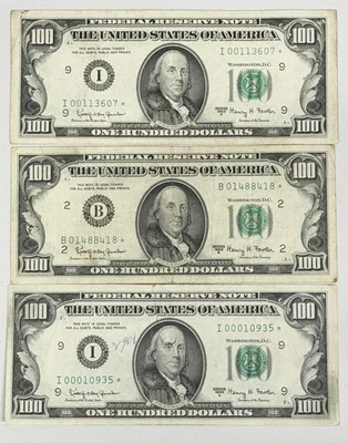 (LOT of 3) 1963 Series A $100 Federal Reserve Note One Hundred Dollars STAR NOTE - Image 1 of 4