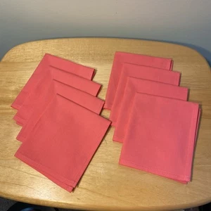 Set of 8 Bright Pink Cloth Fabric Cocktail Beverage Napkins 11x9.5" - Picture 1 of 6