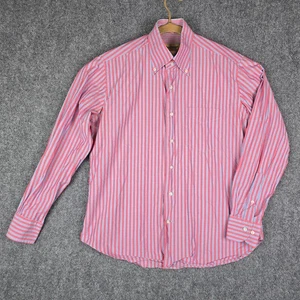 Paul Stuart Hemd L rosa blau gestreift Button Down Made Italy Langarm Baumwolle - Bild 1 von 9