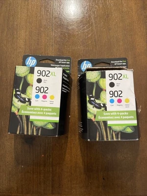 HP 902XL Cyan, Magenta, Yellow / 902  Black Ink Cartridges (4-Pk) Exp 6/26 Lot ! - Image 1 of 4