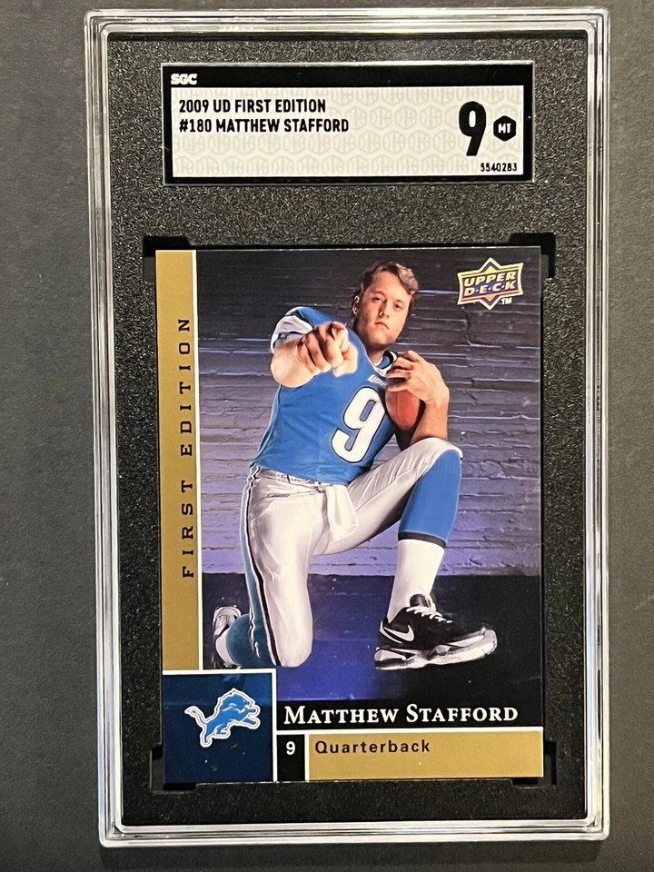 2009 Upper Deck Rams Matt Stafford RC #180 Rookie 1st Edition Card SGC 9 MINT - Image 1 of 2