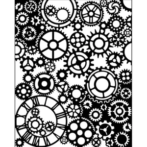 Stamperia STENCIL - MAGIC FOREST - 20CM X 25CM - MECHANISMS, Clock, Cogs - Picture 1 of 1