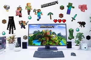 Minecraft Wall Decals Stickers Kids Room Home Bedroom Vinyl Art Self Adhesive - Picture 1 of 5