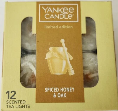 RARO Yankee Candle Spiced Miel & Oak Edición Limitada Caja de 12 Tealights NUEVO Foto 1 de 3