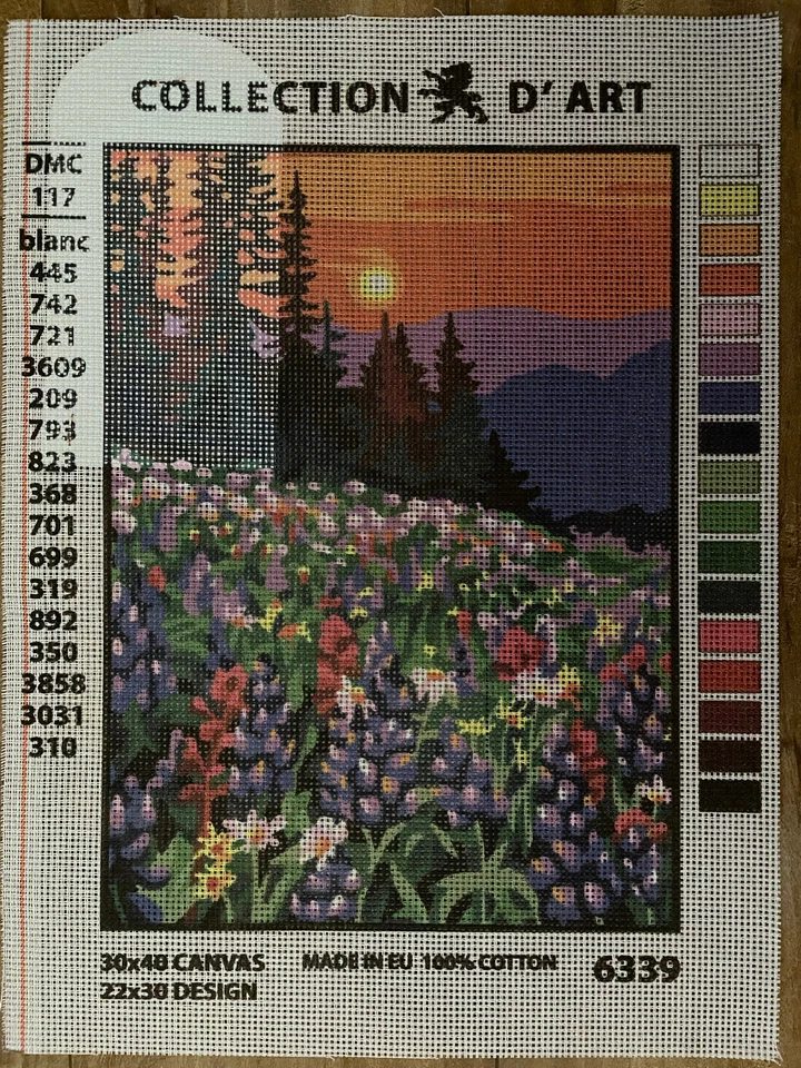 Printed needlepoint canvas 30x40  Cm Sunset In Forest Canvas Only Rto - Image 1 of 1