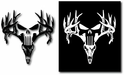 ADESIVO DECALQUE DE CAVEIRA DE VEADO CHIFRES ARMA CAÇA CAVEIRA CARRO CAMINHÃO JANELA PÁRA-CHOQUE - Imagem 1 de 2