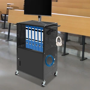 110v 3 Tier Computer Cart With Power Strip Four Universal Wheels Storage Shelf - Bild 1 von 23