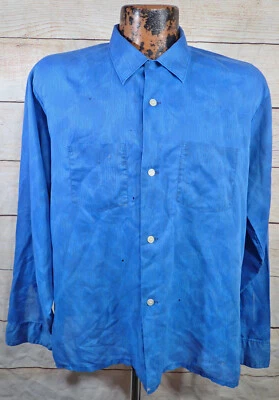 Camisa de Colección Van Heusen Años 50 Cuello Lazo Para Hombres Grande Azul Negro Años 60 Rockabilly Foto 1 de 4