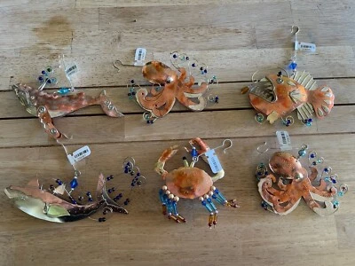 Adornos para Árbol de Navidad - Lote de 6 - Ocean Beach - Hecho a mano Cobre, Metal, Cuentas Foto 1 de 4