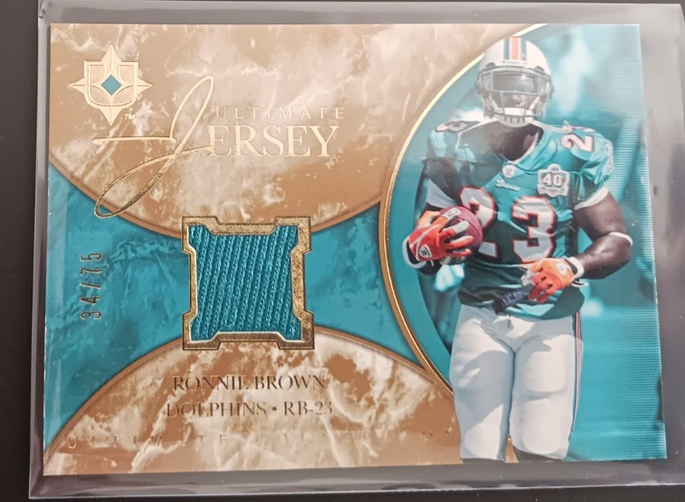 2006 Ultimate Collection Ultimate Jsy Silver   RONNIE BROWN #UL- RB Dolphins /75 - Image 1 of 2