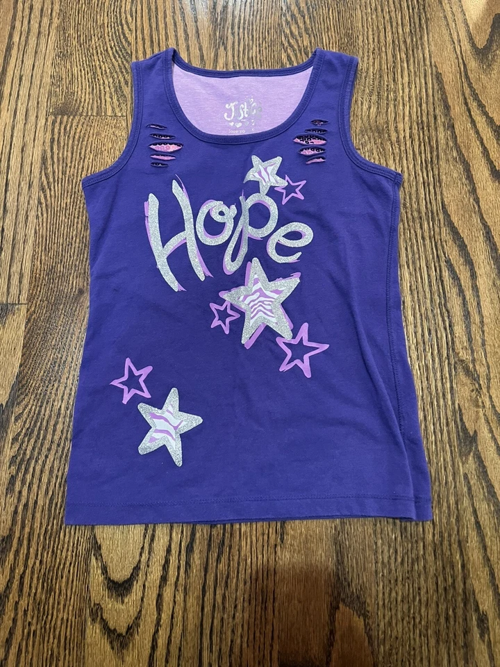 Justice Girls Purple Tank Top W/ Silver Glitter & Purple Sequin  - size 7 - Image 1 of 1