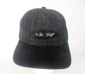 Vintage Nike Golf Riemen hinten gewebt schwarz Baseballmütze Kappe hellbraun schwarz verstellbar Logo - Bild 1 von 9