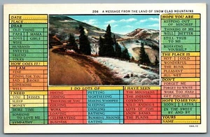 Postcard c1930 Message From The Land of Snow Clad Mountains Message Gram Unused - Bild 1 von 2