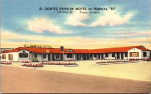 YUMA, ARIZONA - EL CORTEZ ROADSIDE DRIVE-IN MOTEL - VINTAGE LEINEN POSTKARTE - Bild 1 von 1
